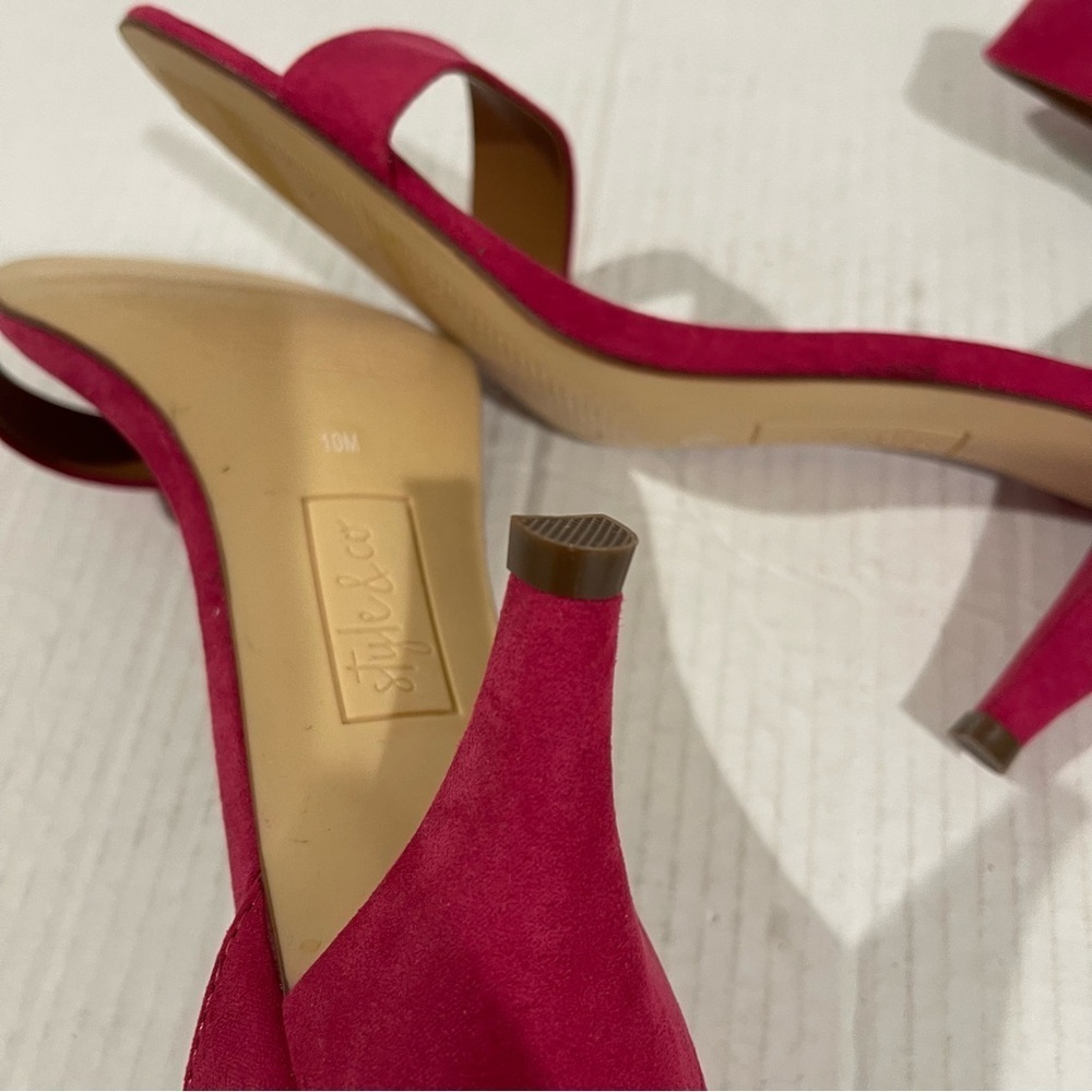 Women’s Style & Co Paycee Raspberry Pink Faux Suede Ankle Strap Pumps Size 10 US - Picture 7 of 11